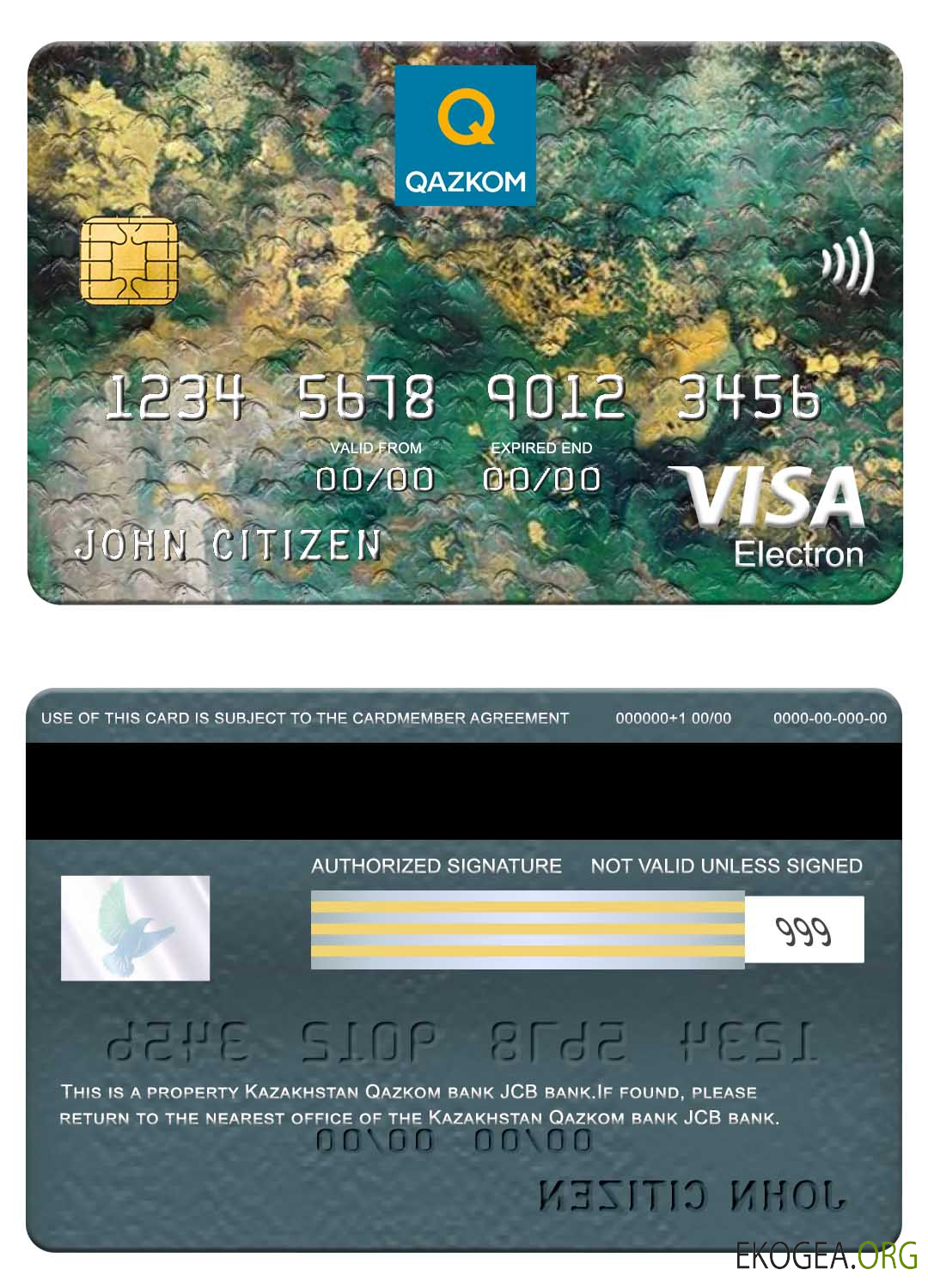 Kazakhstan Qazkom bank JCB bank visa carte électronique